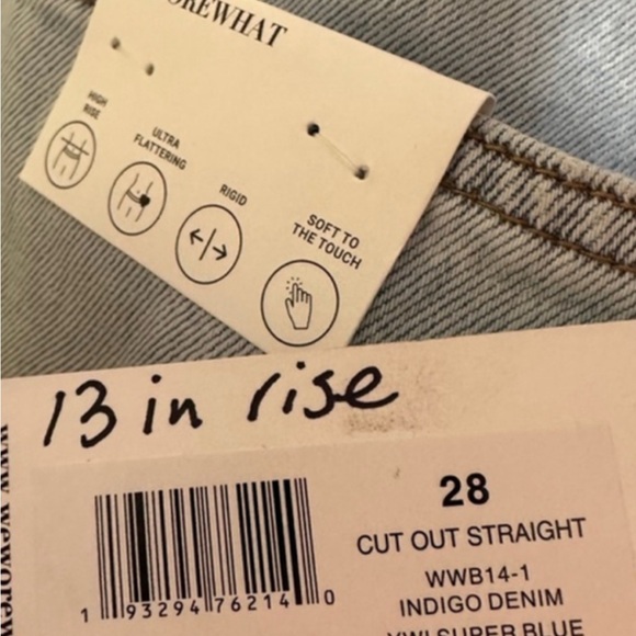 Denim - Indigo Denim Cut Out Straight Jeans